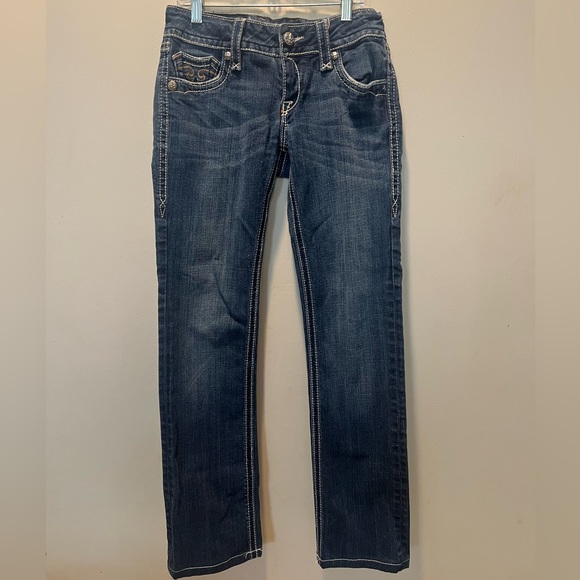 Rock Revival Dark Blue Straight Leg Jeans - Picture 1 of 8